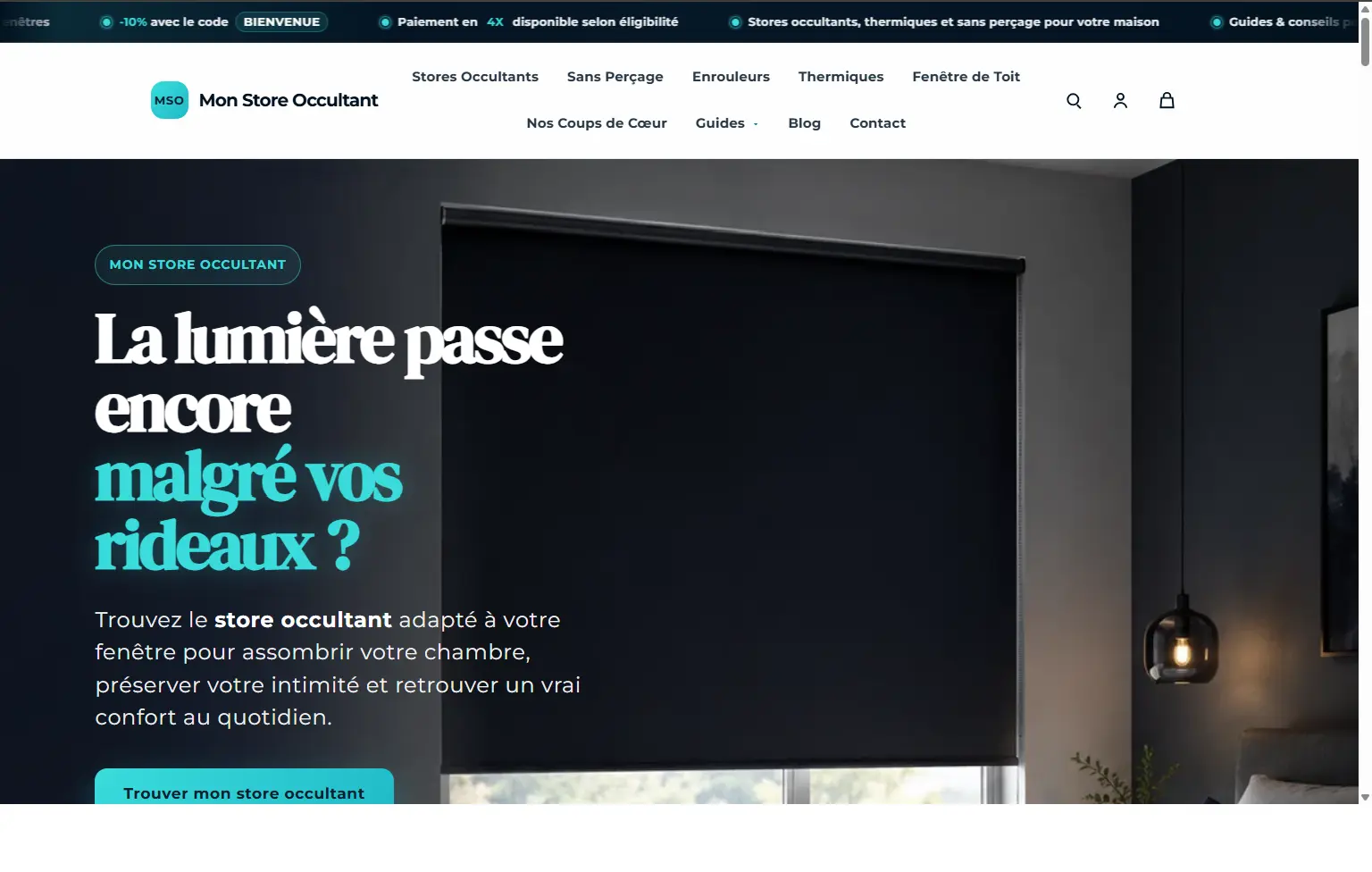 Capture d’écran de la boutique Shopify Mon Store Occultant structurée et exploitée par MKB Digital