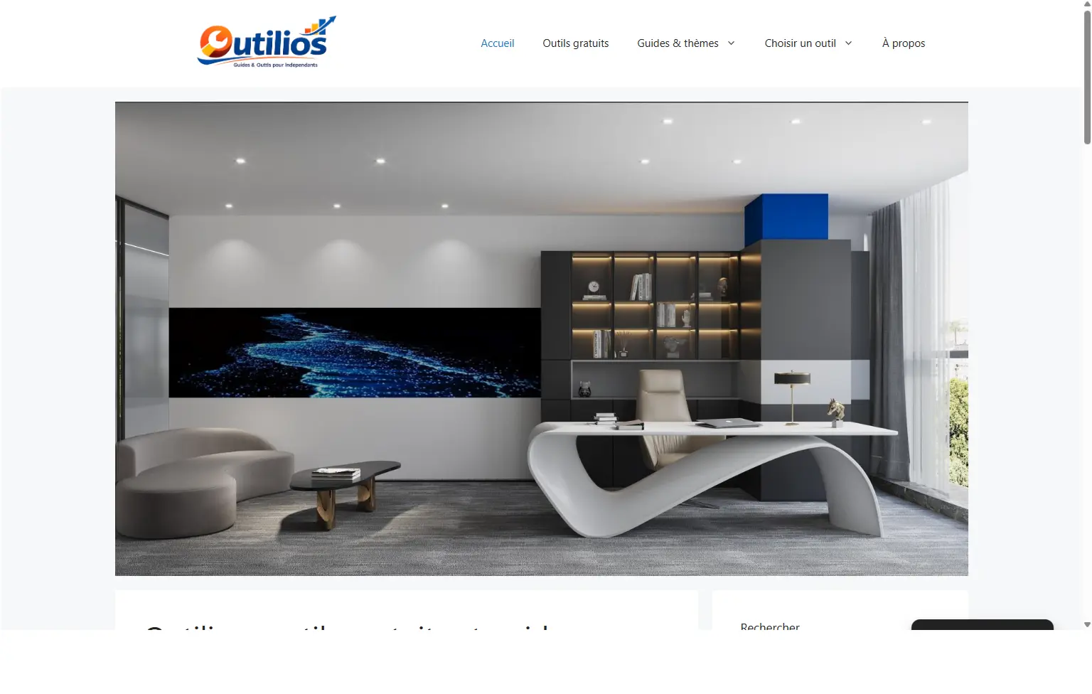 Aperçu de l’accueil du site Outilios