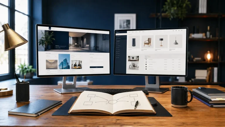 Comparaison entre WordPress et Shopify sur deux écrans pour choisir la solution adaptée à un projet web